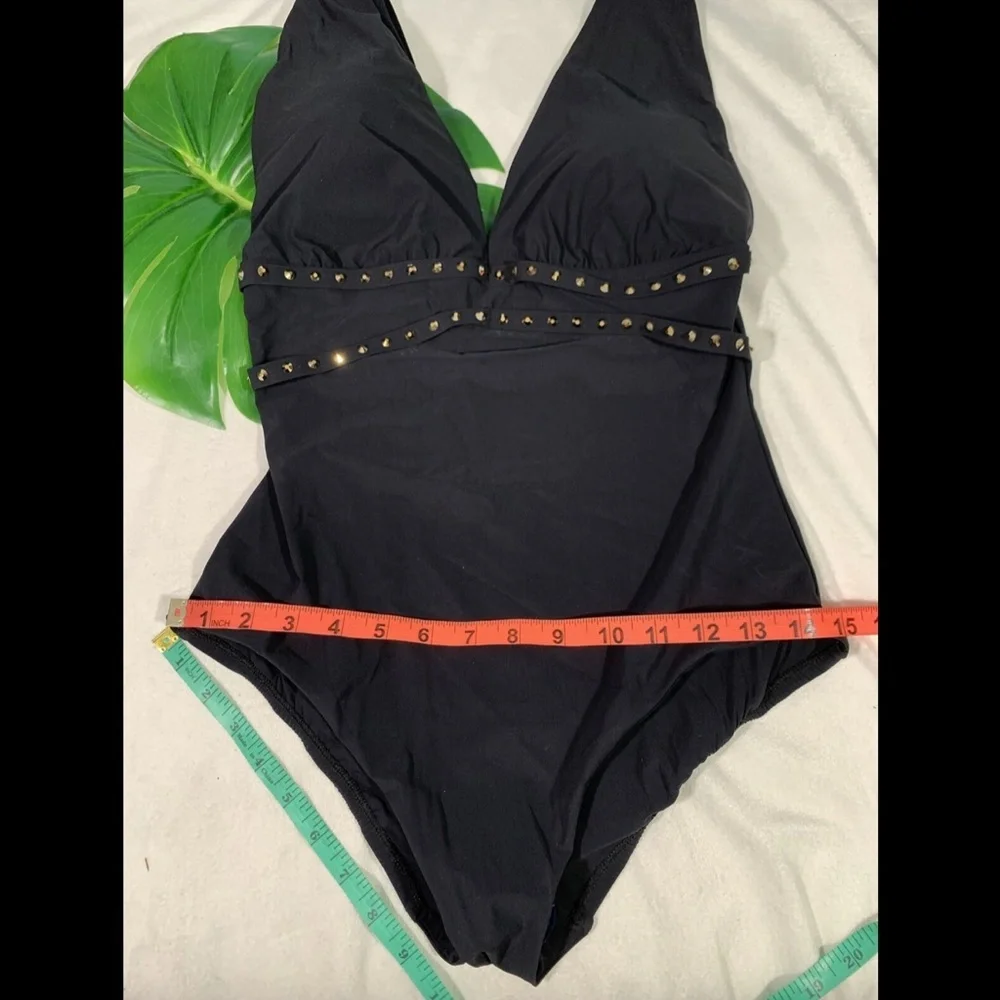 NEW $188 Amoressa Romancing the Stone One-Piece Swimsuit Black [ SZ 10 ]‎